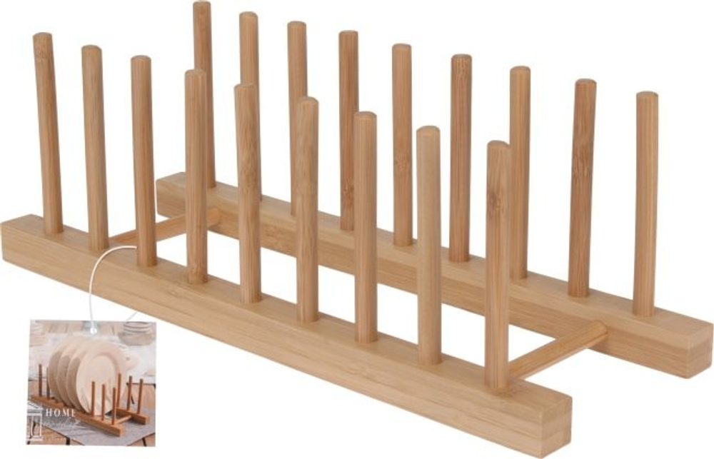 Állvány tányérokhoz vagy vágódeszkákhoz bambuszból 34x12