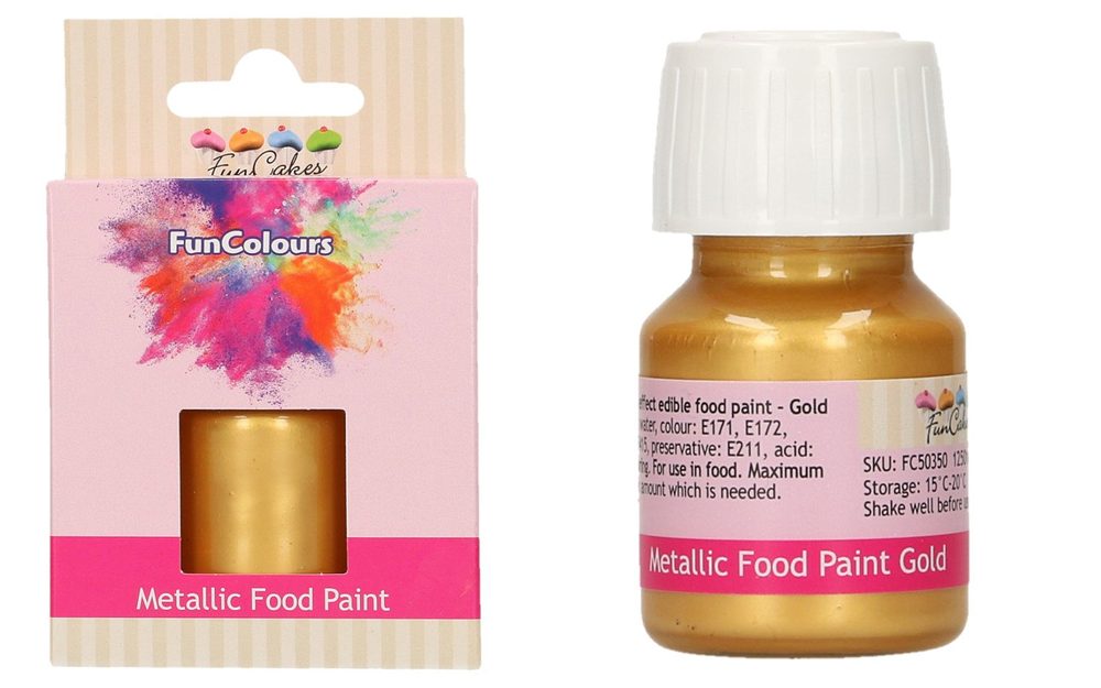 Arany ehető fémfesték Metallic Food Paint Gold 30 ml - FunCakes