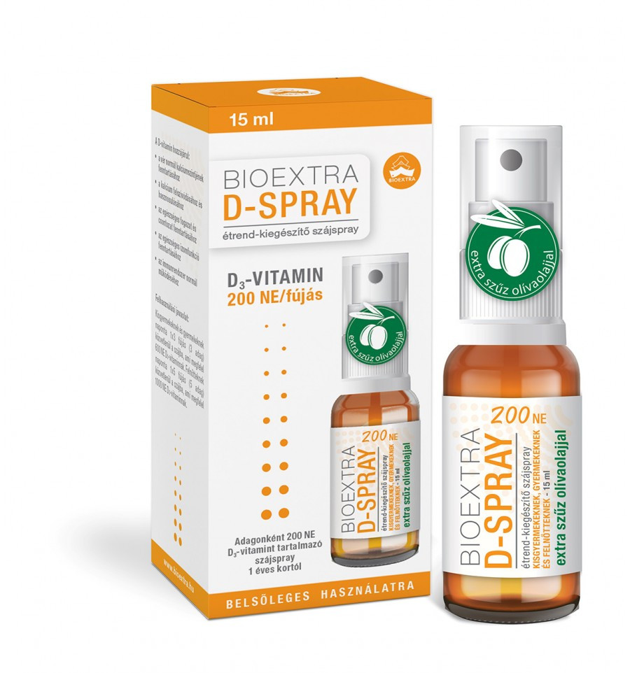 Bioextra d-spray 200 NE D3-vitamint tartalmazó étrendkiegészítő szájspray 15 ml