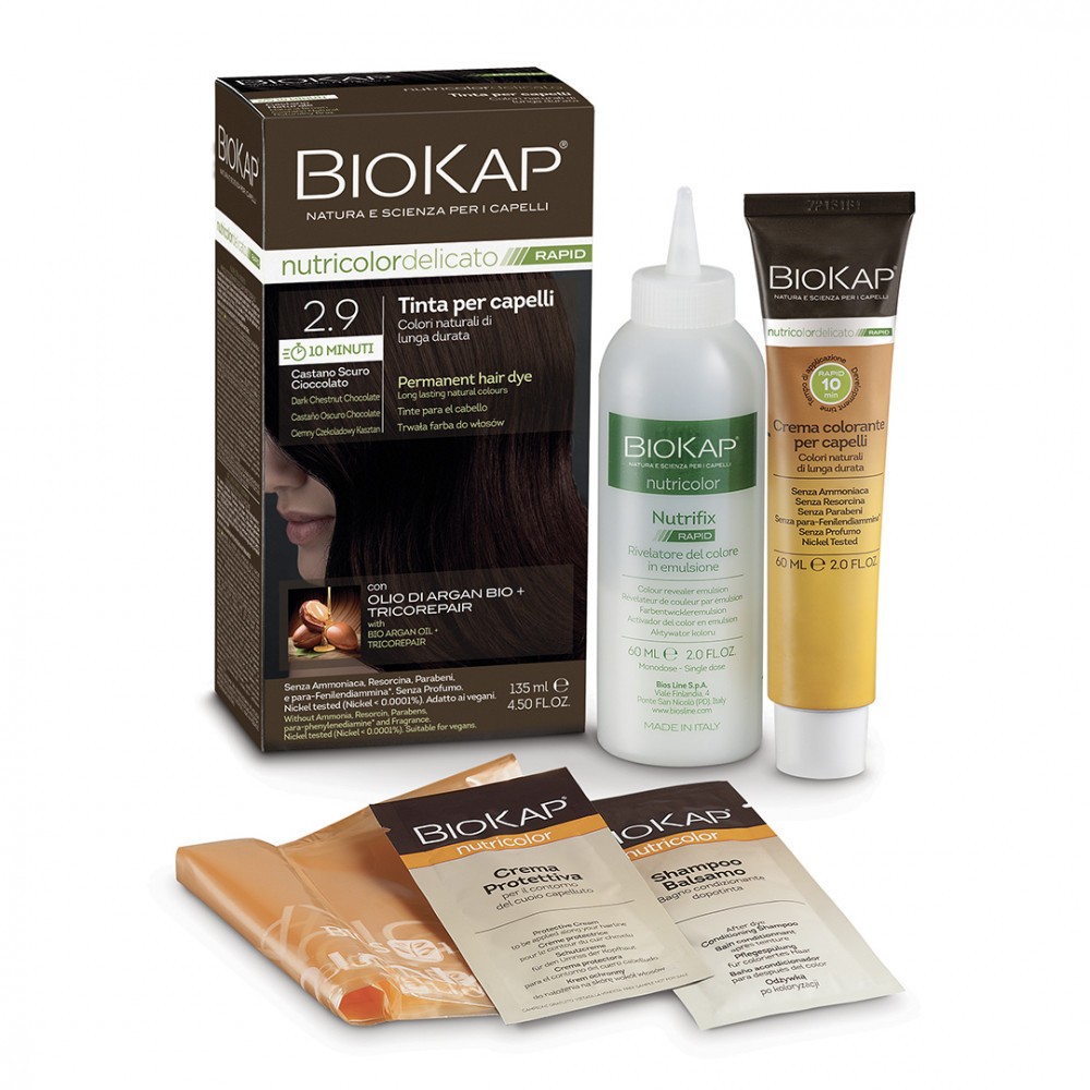 Biokap Nutricolor Rapid Tartós hajfesték Nr 2.9 Dark Chestnut Chocolate 135ml