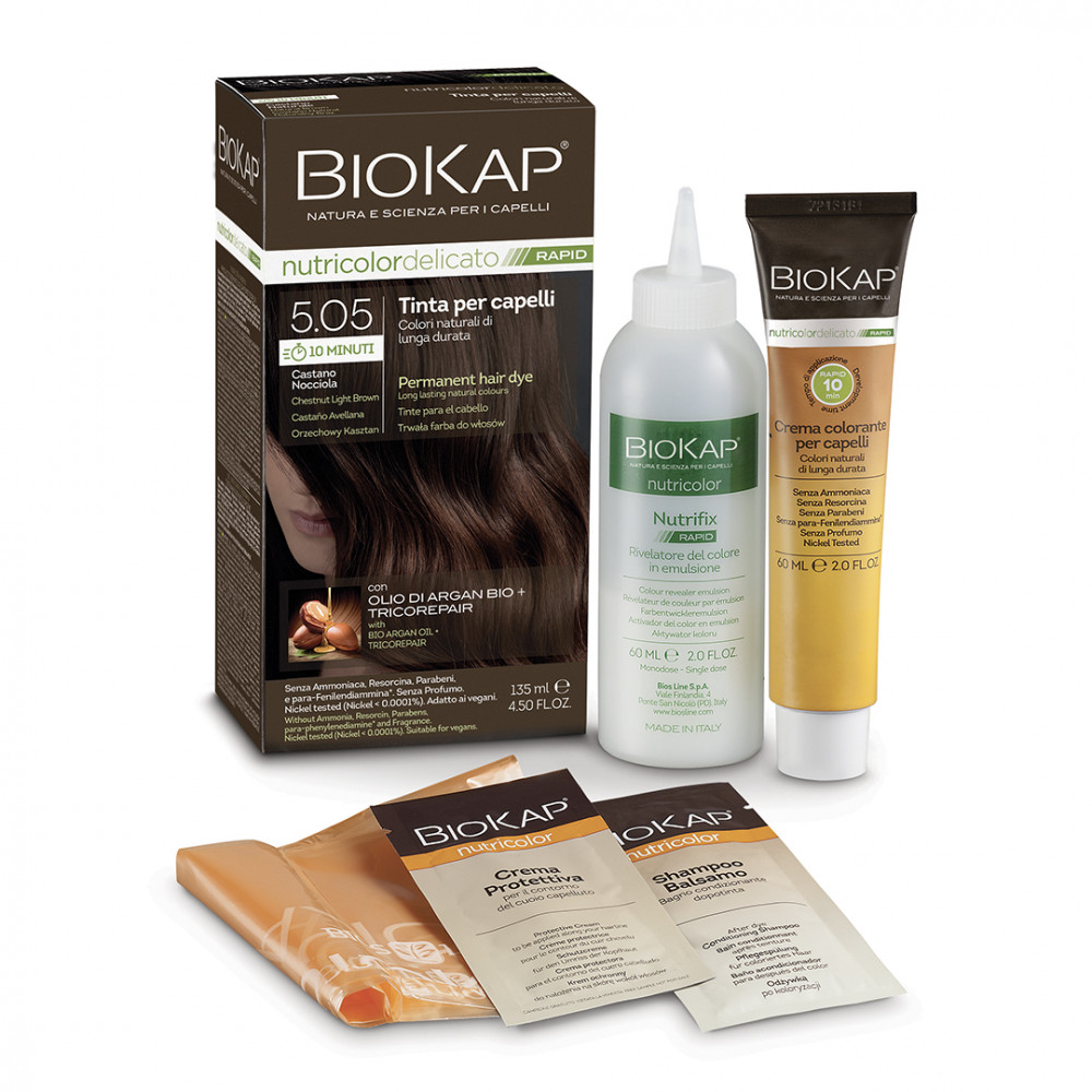 Biokap Nutricolor Rapid Tartós hajfesték Nr 5.05 Chestnut Light Brown 135ml