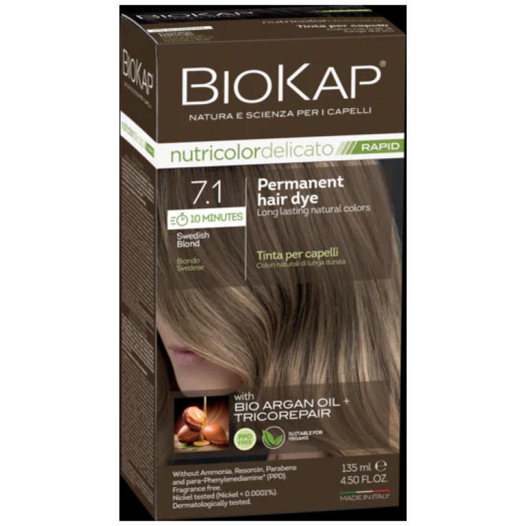 Biokap Nutricolor Rapid Tartós hajfesték Nr 7.1 Swedish Blond 135ml