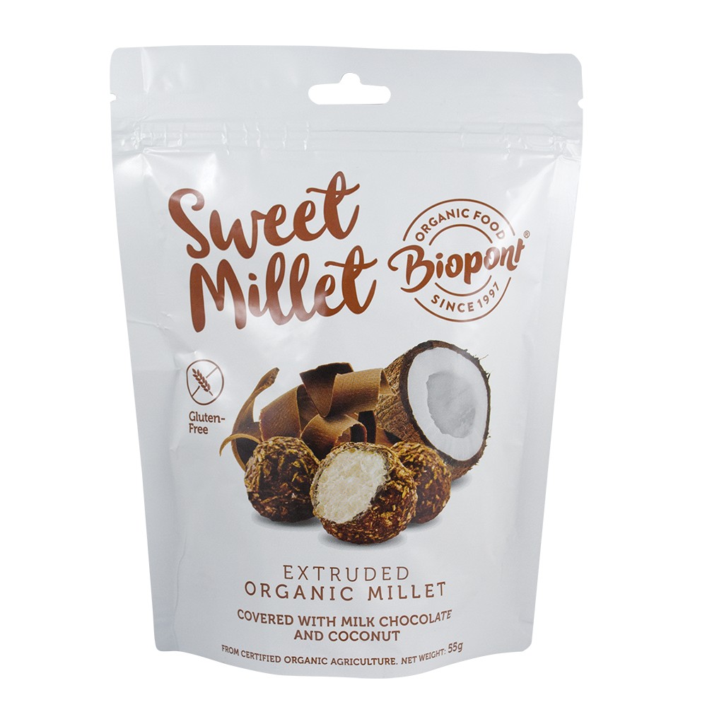 Biopont bio sweet millet tejcsokoládés kókuszos extrudált köles
