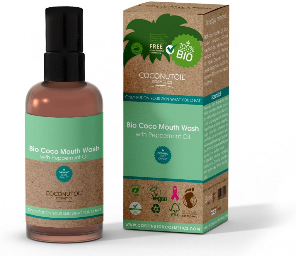 Coconutoil cosmetics bio coco szájvíz borsmentával 100 ml