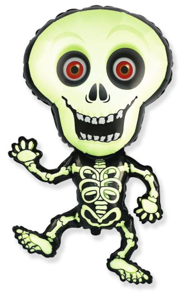 Csontváz fólia lufi - Csontváz 82cm - Halloween - Fekete és zöld - fekete és zöld - Flexmetal