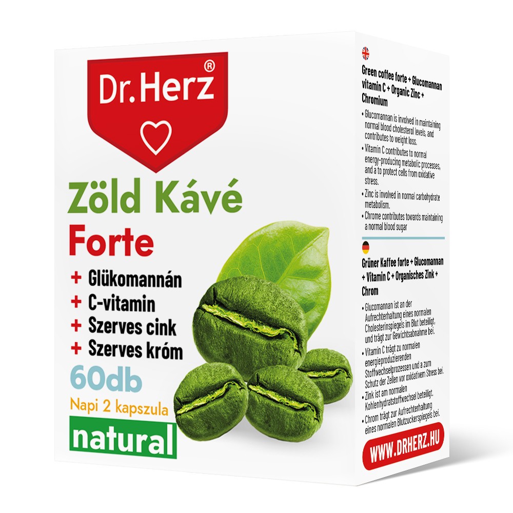 DR Herz Zöld Kávé Forte + C-vitamin+Glükomannán 60 db kapszula