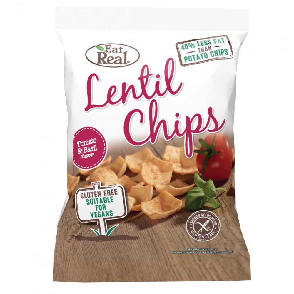 Eat Real lencse chips paradicsom és bazsalikom ízű 40 g