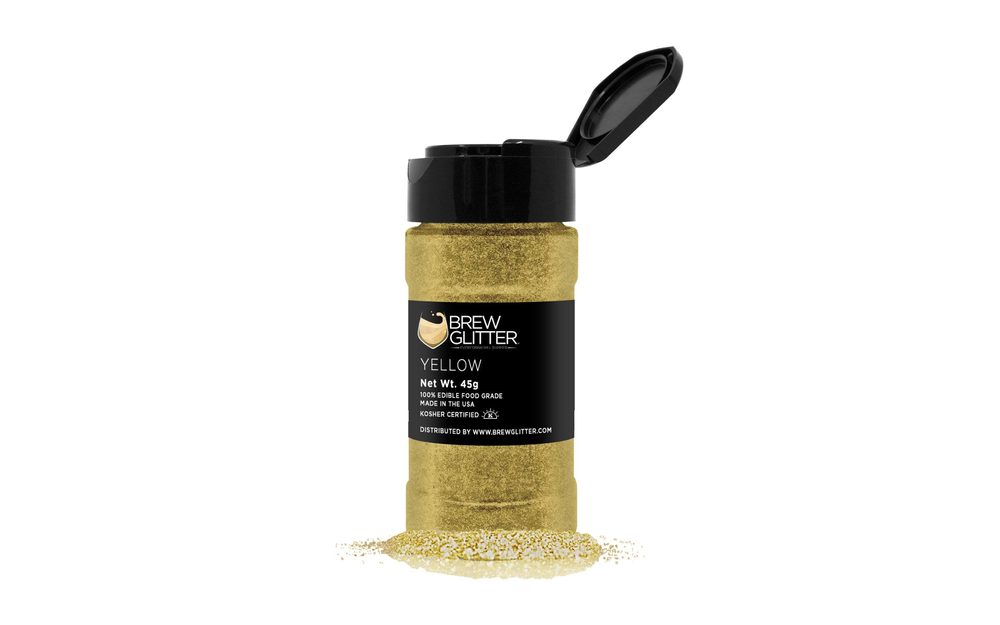 Ehető csillámpor italokhoz - sárga / arany - Yellow Brew Glitter® - 45 g - Brew Glitter