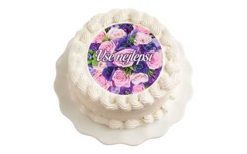 Ehető papír születésnapra - Rózsacsokor - Boldog születésnapot  20 cm - breAd. & edible