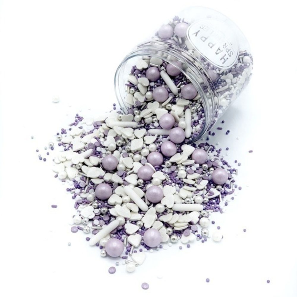 Esküvői cukor dekoráció Purple Wedding - lila dekoráció 90 g - Happy Sprinkles