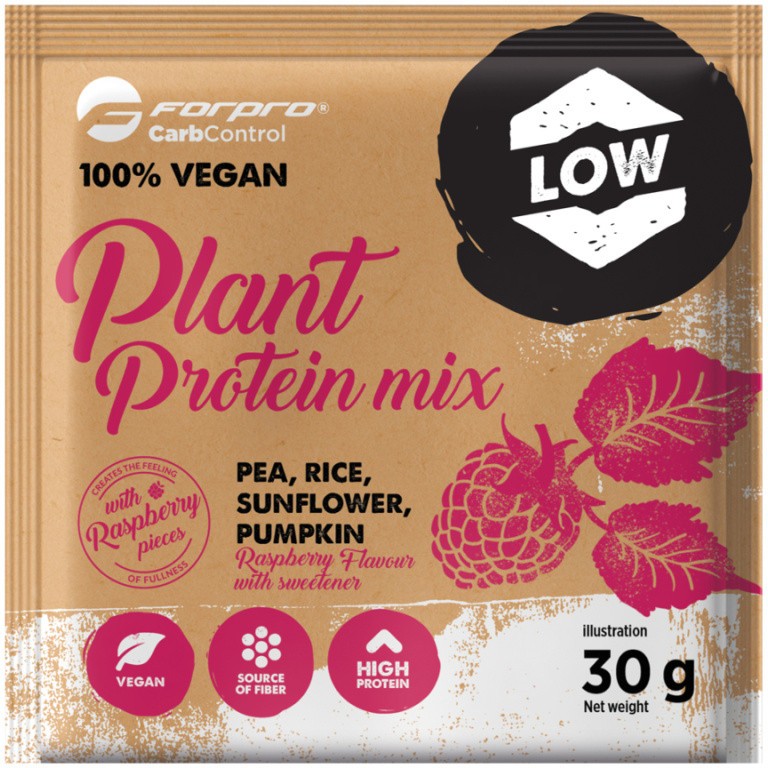 Forpro 100% vegan növényi protein mix dupla málna ízű 30 g