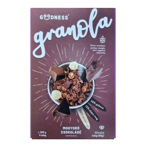 Goodness mogyorós-csokoládés granola 300 g
