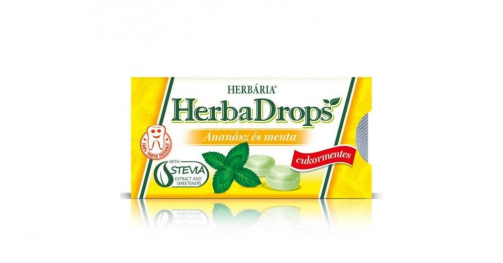 HERBADROPS ANANÁSZ-MENTA ÍZŰ CUKORKA 8DB