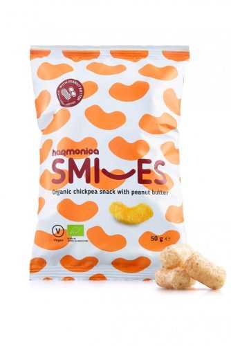 Harmonica bio smiles csicseriborsó snack földimogyoróvajjal 50 g