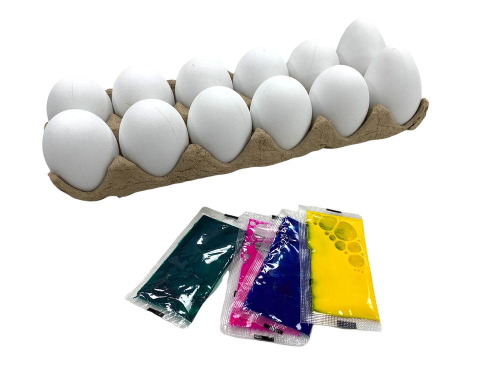 Húsvéti tojásfestő készlet - 12 műtojás és festékek -
