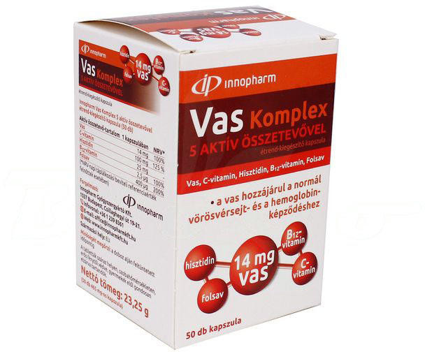 Innopharm vas komplex kapszula 5 aktív összetevővel 50 db