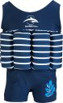 Konfidence Floatsuits™ gyermek úszóruha BLUE STRIPE Rugalmas lycra anyagú úszóruha 8 kivehető úszószivaccsal