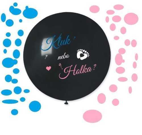 Latex léggömb „Kluk nebo holka?” felirattal (+ konfetti)- Gender reveal - Baby shower - 80 cm - SMART