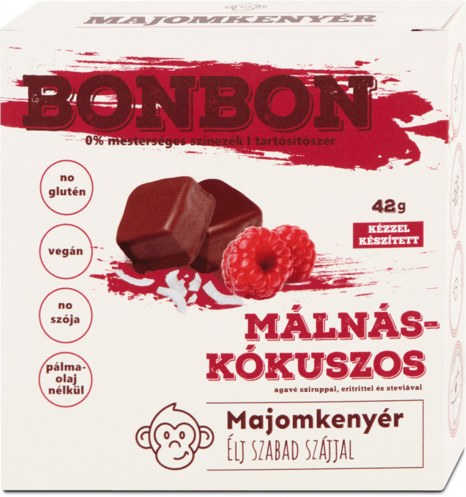 Majomkenyér málnás - kókuszos bonbon 42 g