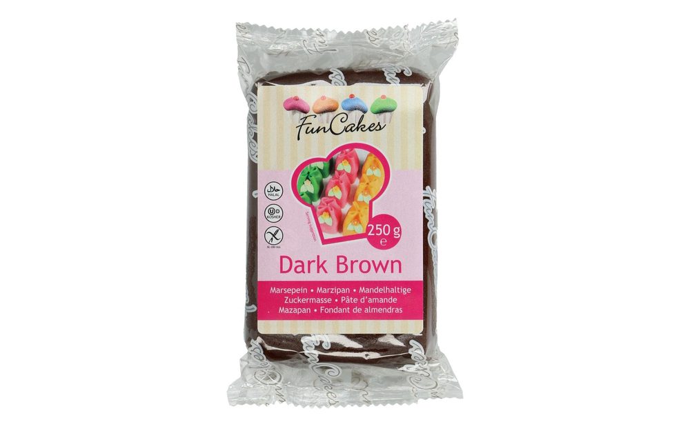Marcipán sötétbarna 250 g -  Dark Brown - FunCakes