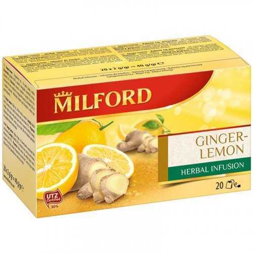 Milford gyömbér-citrom gyógynövénytea 20x2g 40 g