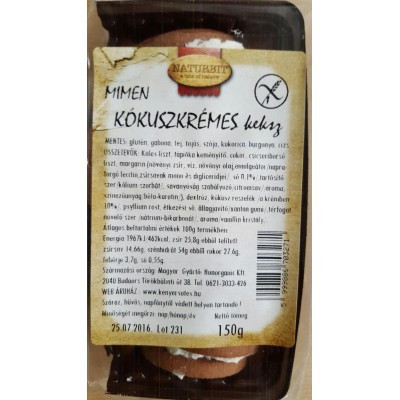 Mimen minden mentes keksz kókuszkrémes 150 g