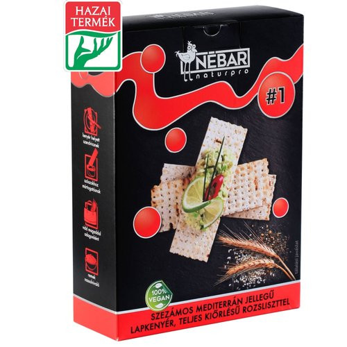 Nébar naturpro szezámos mediterrán lapkenyér teljes kiőrlésű rozsliszttel 175 g