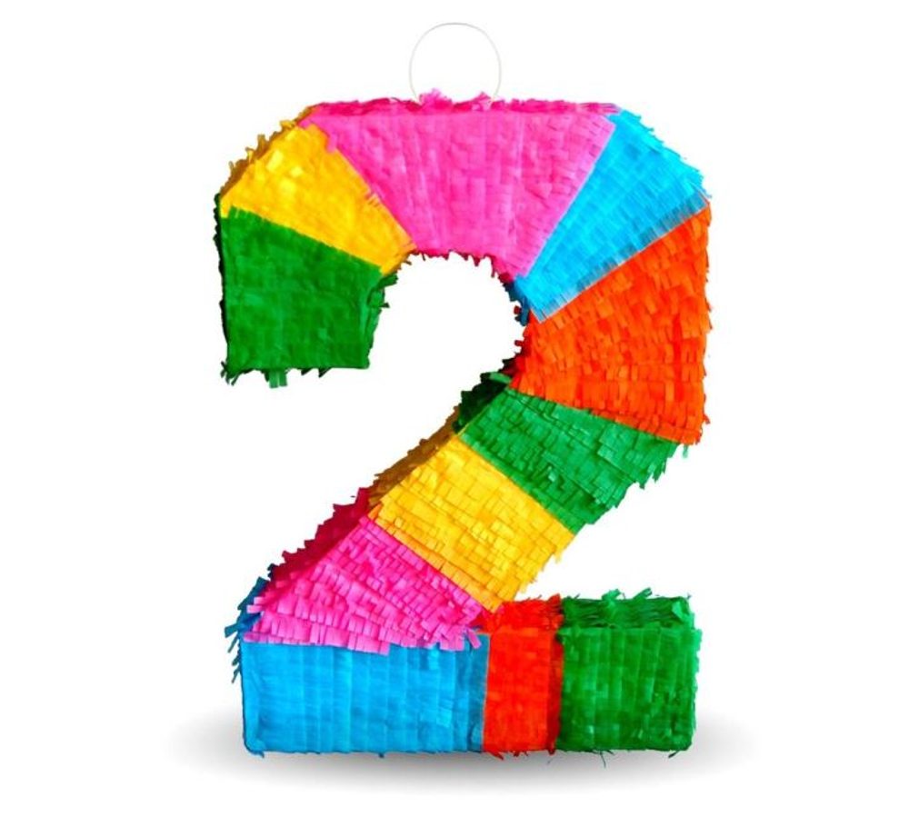Piñata szám " 2 " színes - törhető
