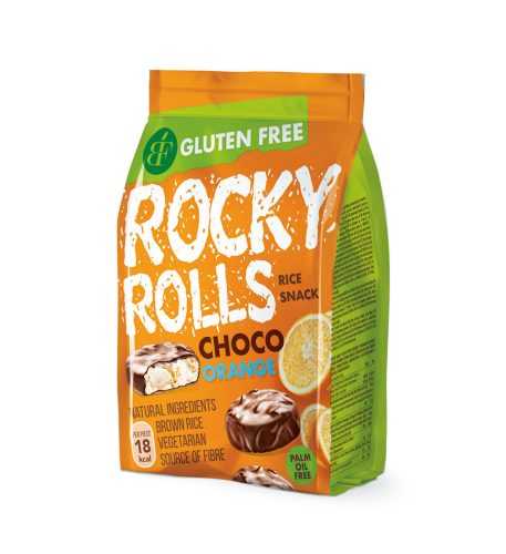 Rocky Rolls narancs ízű puffasztott rizs korong csoki bevona 70 g