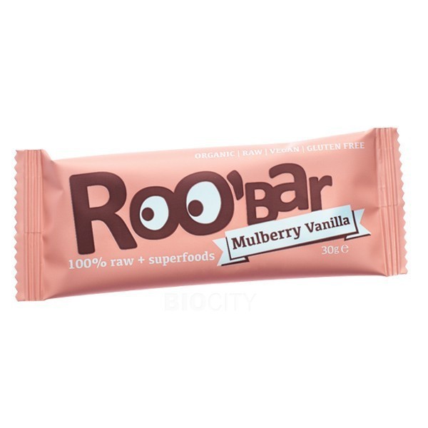 Roobar 100% raw bio gyümölcsszelet fehér eper-vanília 30 g