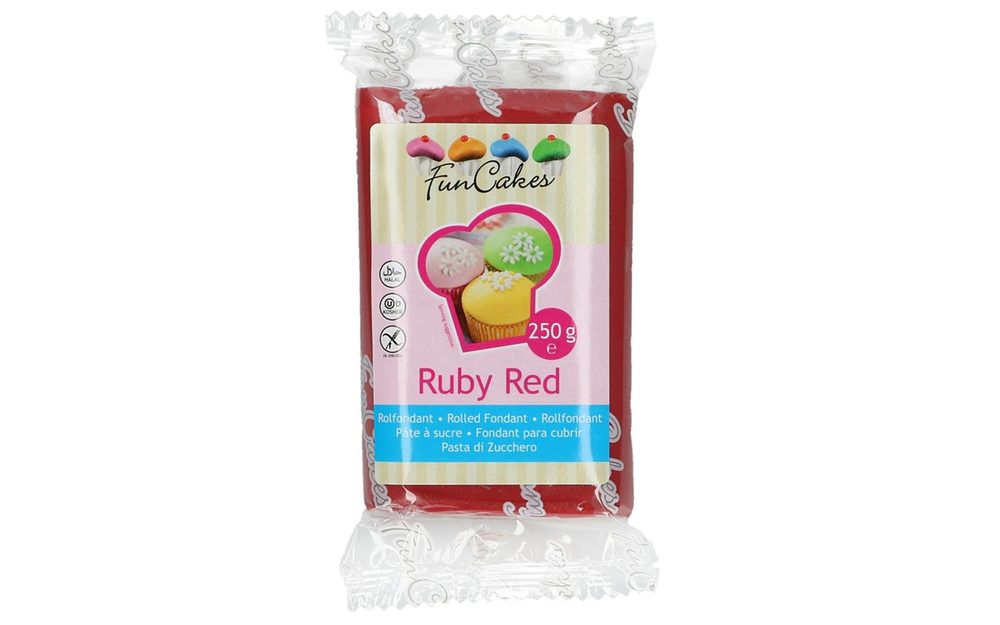 Ruby Red hengerelt fondant  - piros-rubinvörös (színes fondant) 250 g - FunCakes