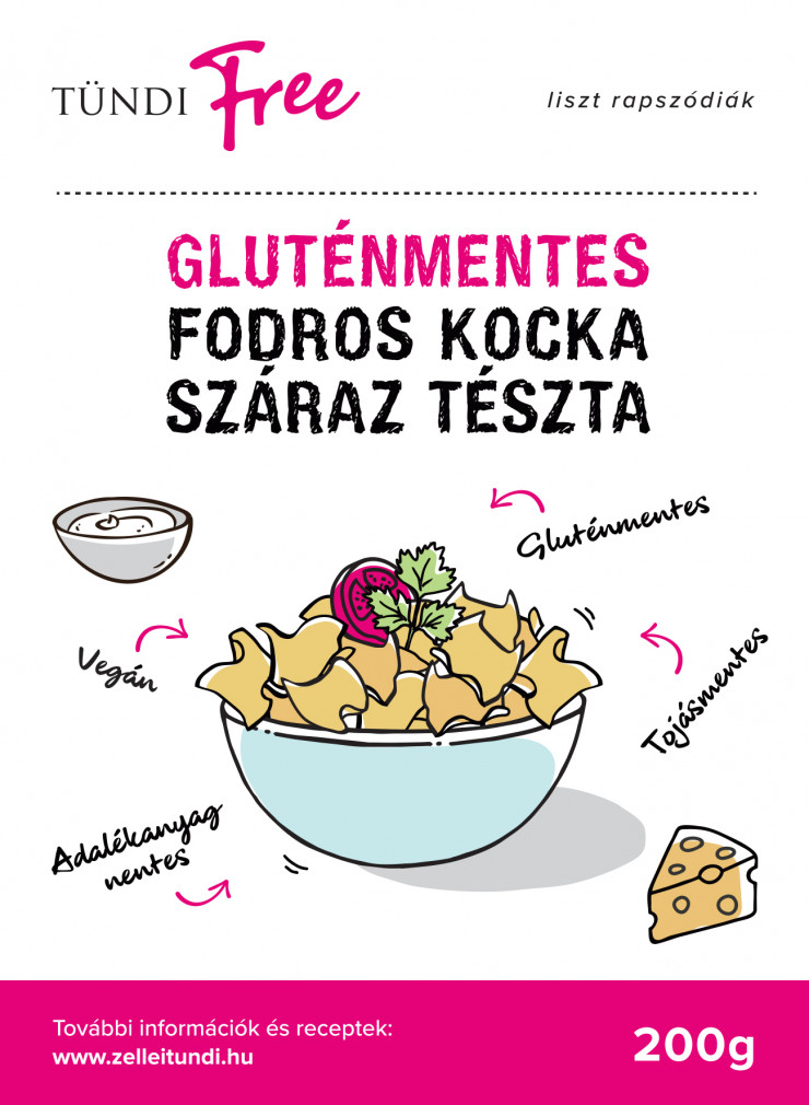 Tündi Free gluténmentes száraztészta fodros kocka 200 g