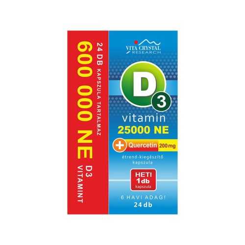 Vita Crystal D3-vitamin 25 000NE heti 1 kapszula 200 mg Quercetin 6 hónapos kiszerelés