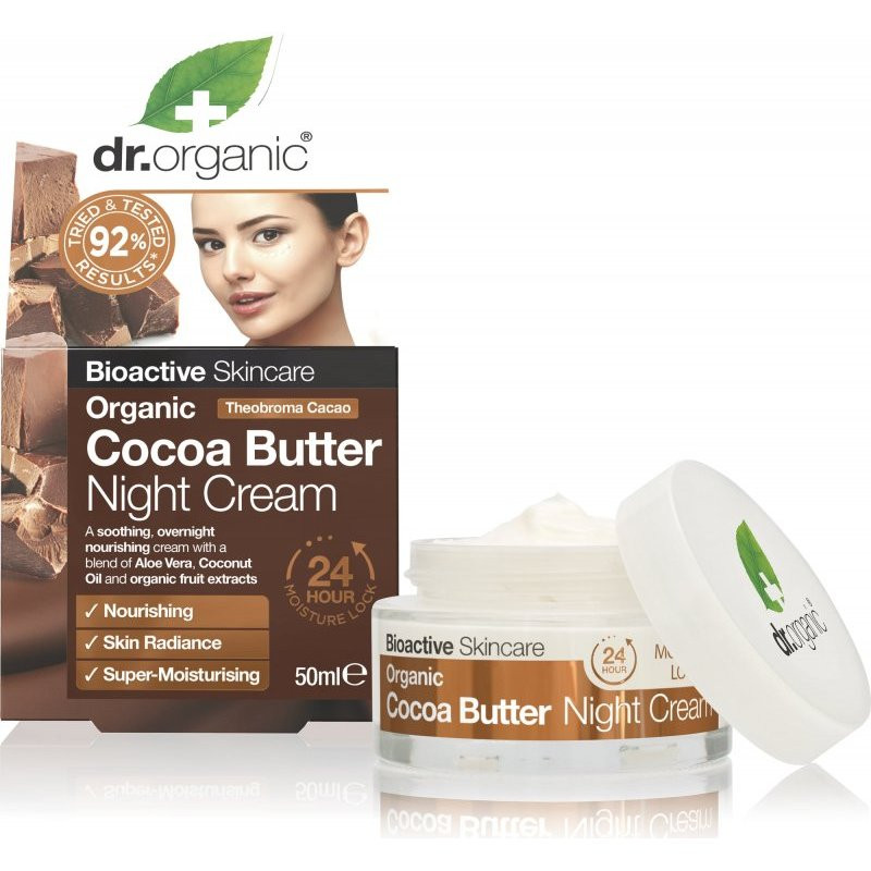 dr.Organic Éjszakai arcápoló krém bio kakaóvajjal 50ml