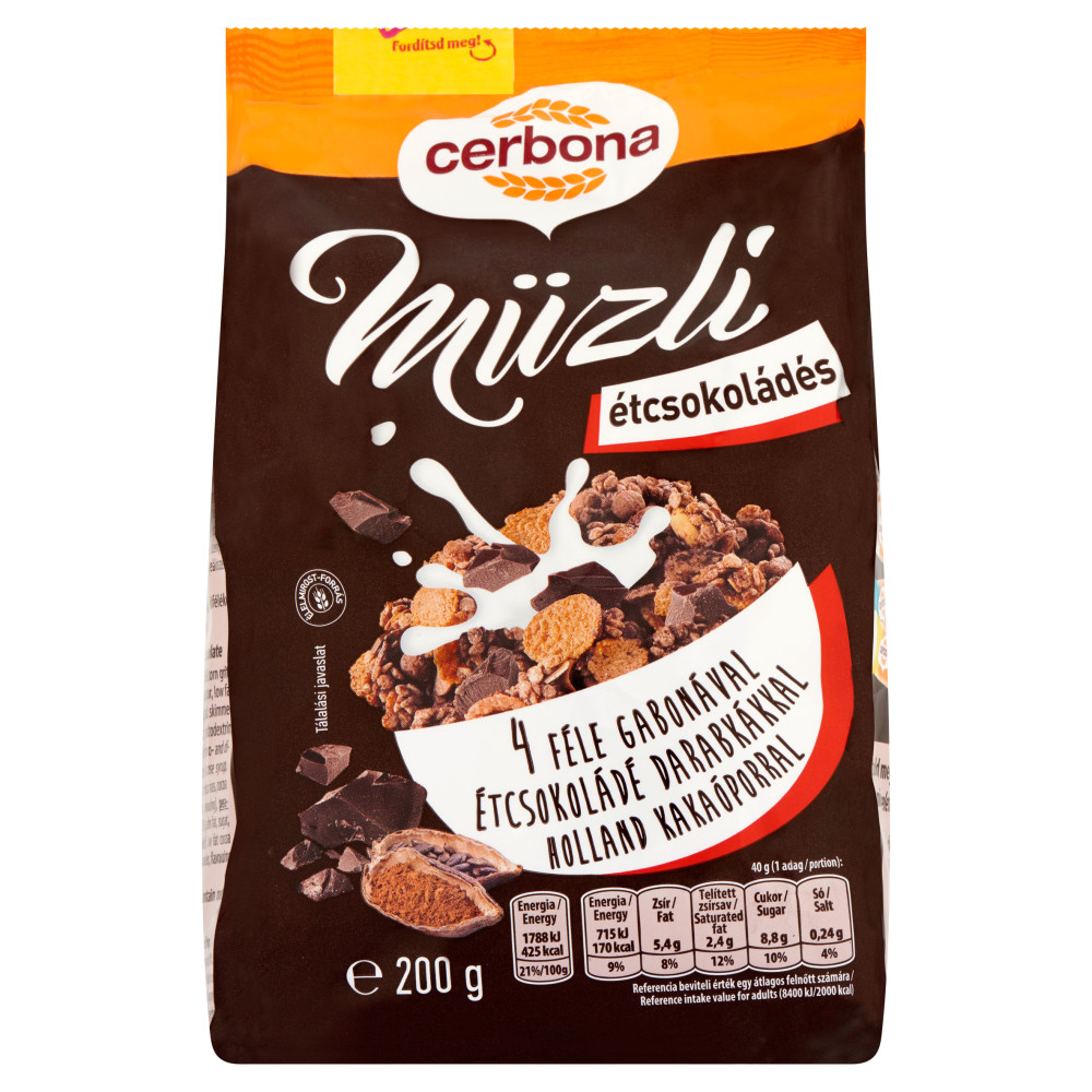 Cerbona müzli étcsokoládés 200 g