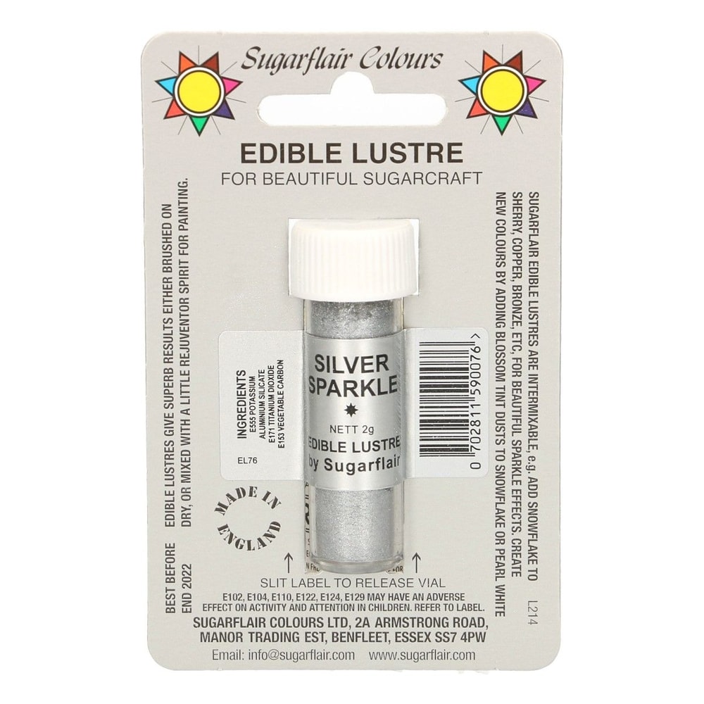 Ezüst por festék (ezüst szikrázó) Silver Sparkle - Sugarflair Colours