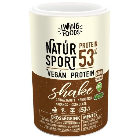 Living Foods bio natúr sport vegán protein shake narancsos-csokoládé 600 g