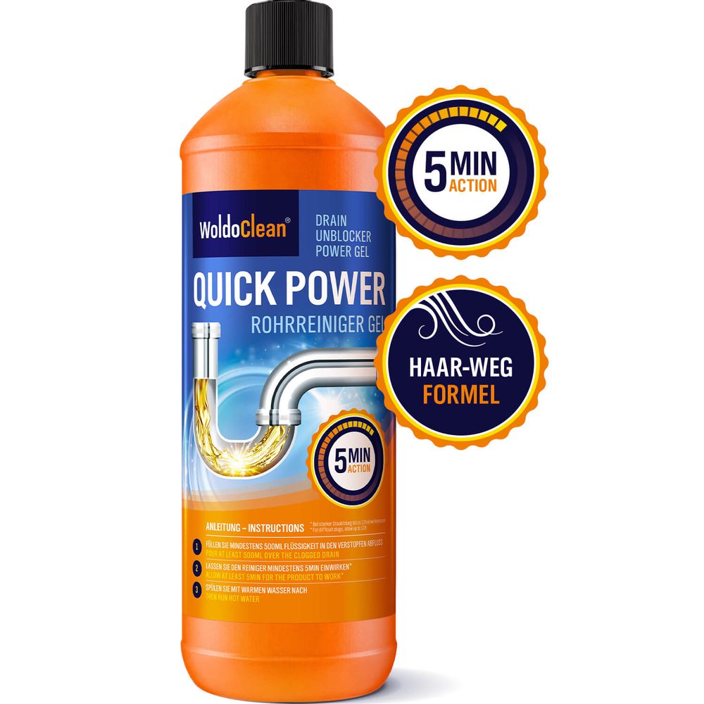 Quick Power - nagy teljesítményű német hulladékoldó és tisztítószer - 1000 ml - WoldoClean®