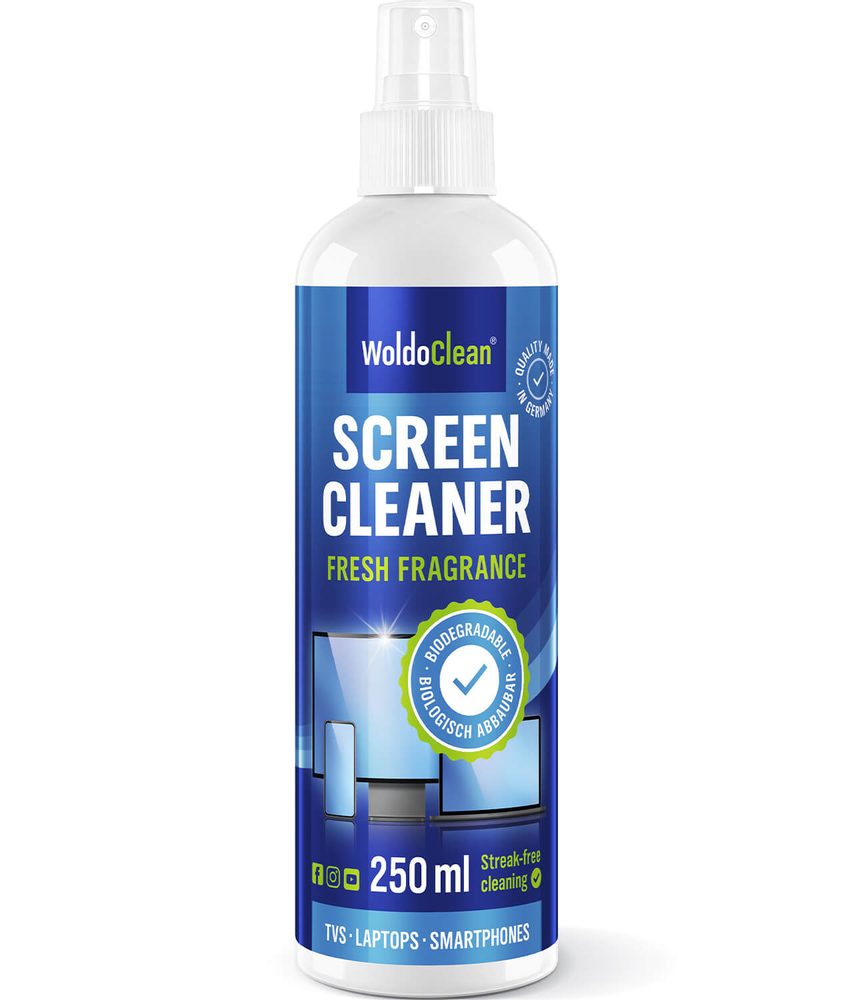 Tisztító oldat képernyőkhöz és kijelzőkhöz - 250 ml - WoldoClean®