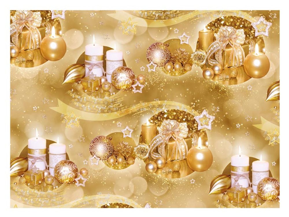 Klasszikus csomagolópapír - karácsonyi arany gyertyák - 100x70 cm-es lapok - MFP Paper