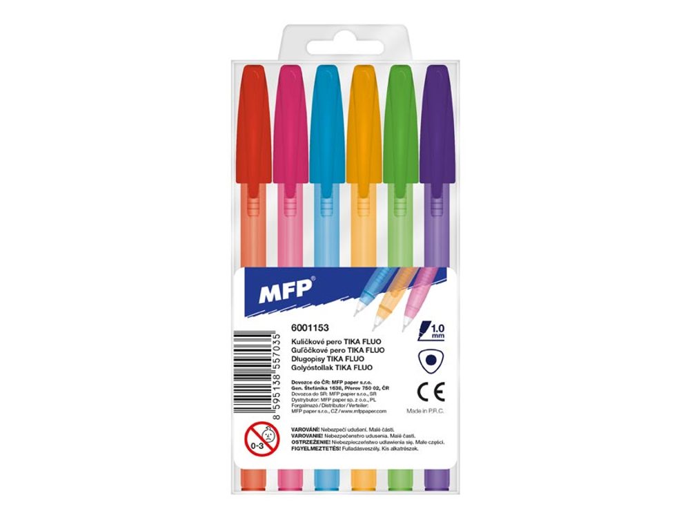 golyóstoll Tika 107 fluo - 6 színből álló készlet - MFP Paper