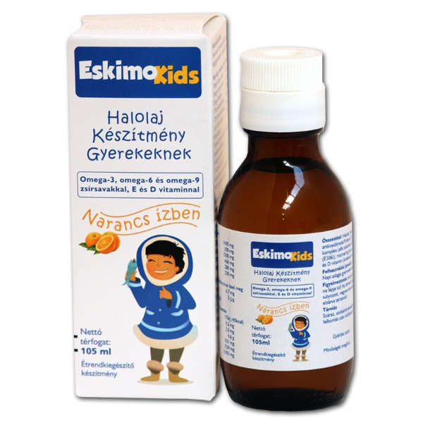 Eskimo kids halolaj szirup gyerekeknek narancs ízű 105ml