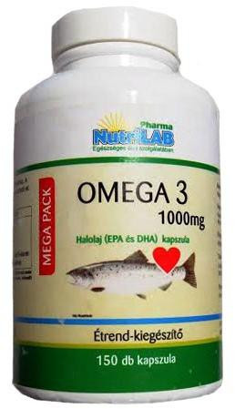 Nutrilab omega 3 1000mg halolaj (epa és dha) kapszula 150db