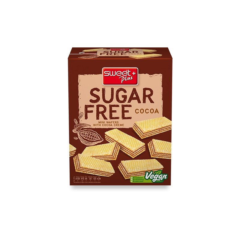 Sweetplus sugar free cukormentes vegán ostya falatkák kakaós krémmel töltve 180g