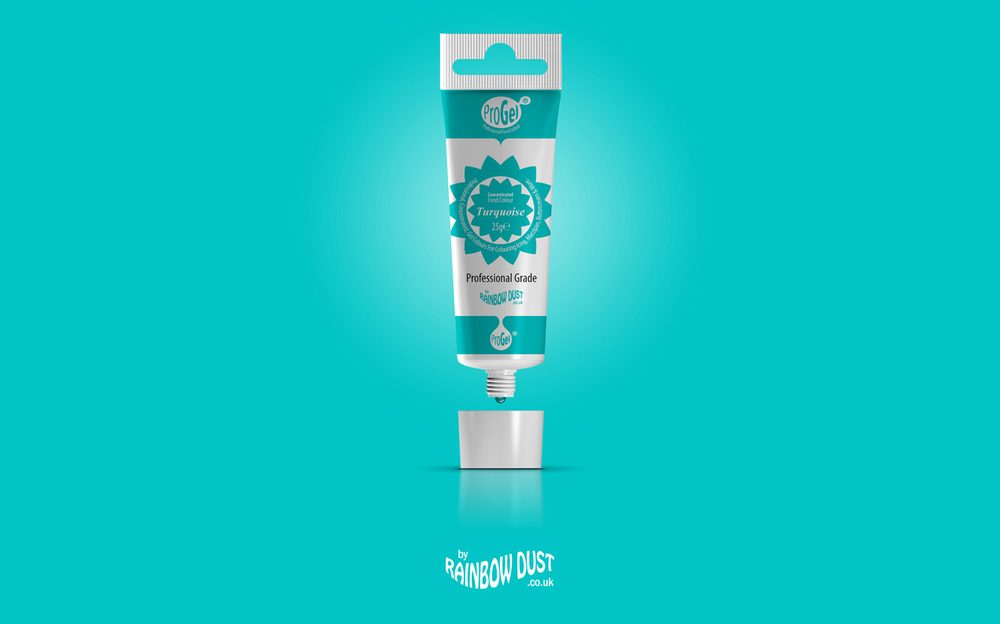 Turquoise ProGel - profesionális elélmiszer gel festék tubusban Türkiz - Rainbow Dust