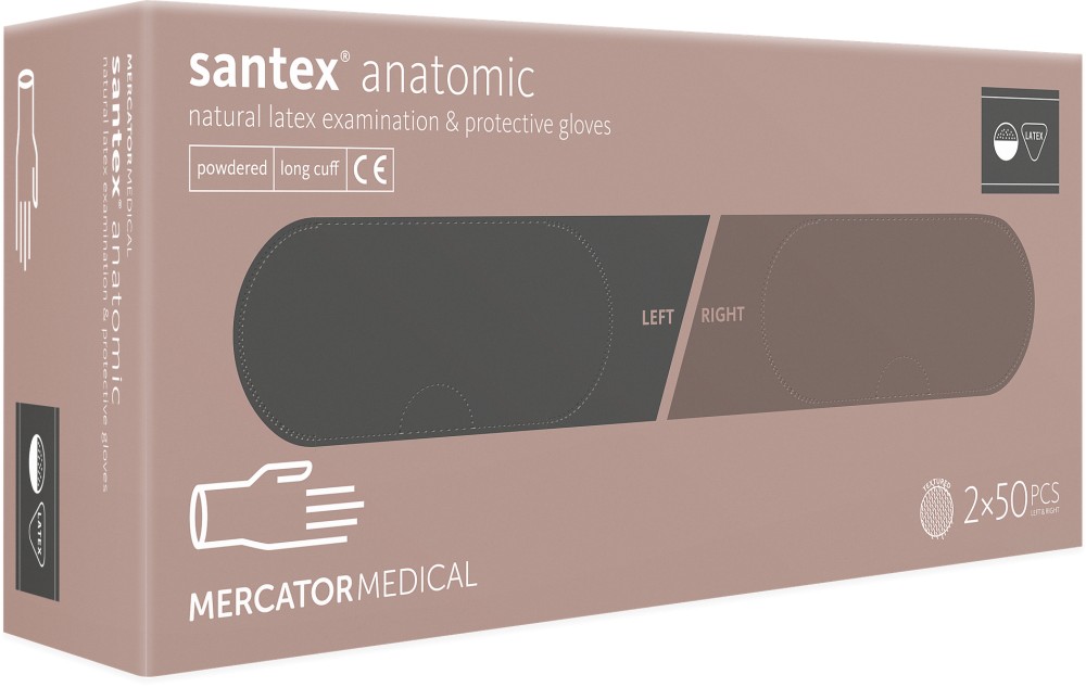 Santex anatomic prémium latex vizsgáló kesztyű púdermentes "L-XL" 100 db
