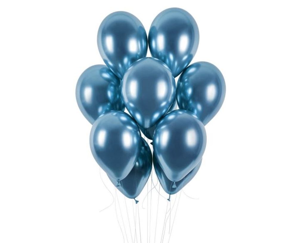 Chromált ballon 50 db kék fényes - átmérő 33 cm - SMART