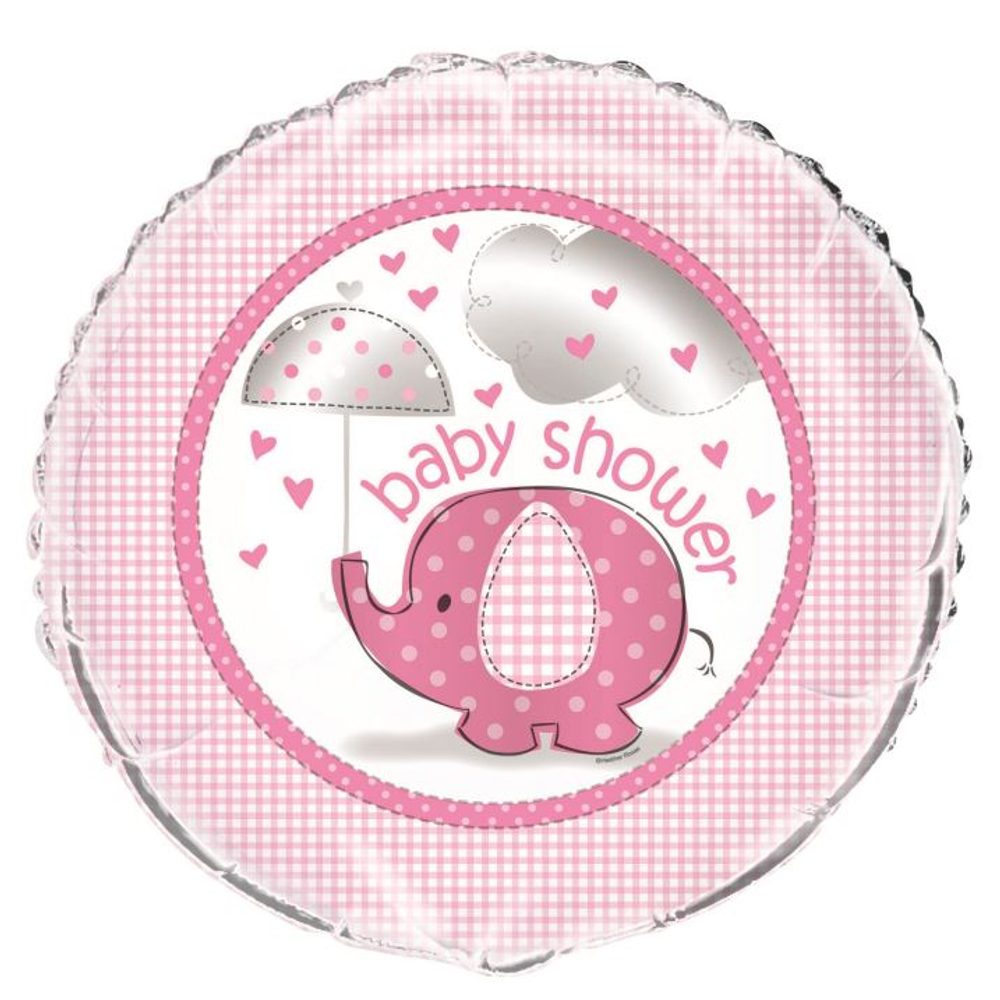 Fólia léggömb "Umbrellaphants" Baby shower - Lány 45 cm - UNIQUE