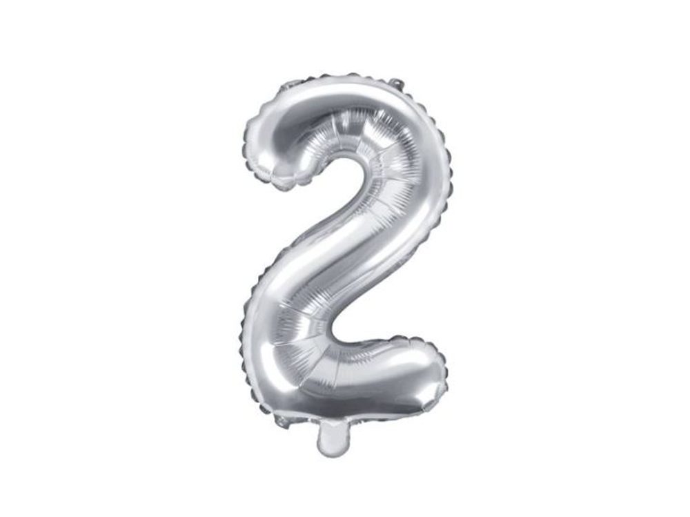 Lufi fólia számjegy SILVER 35 cm - 2 (NEM TÖLTSE HELIEM) - PartyDeco
