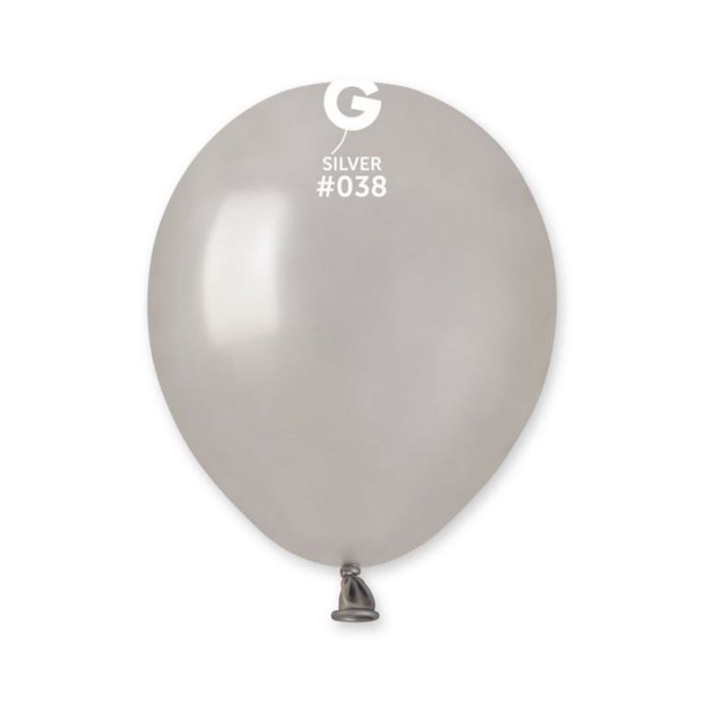 MINI latex léggömb - 13 cm – Fém ezüst